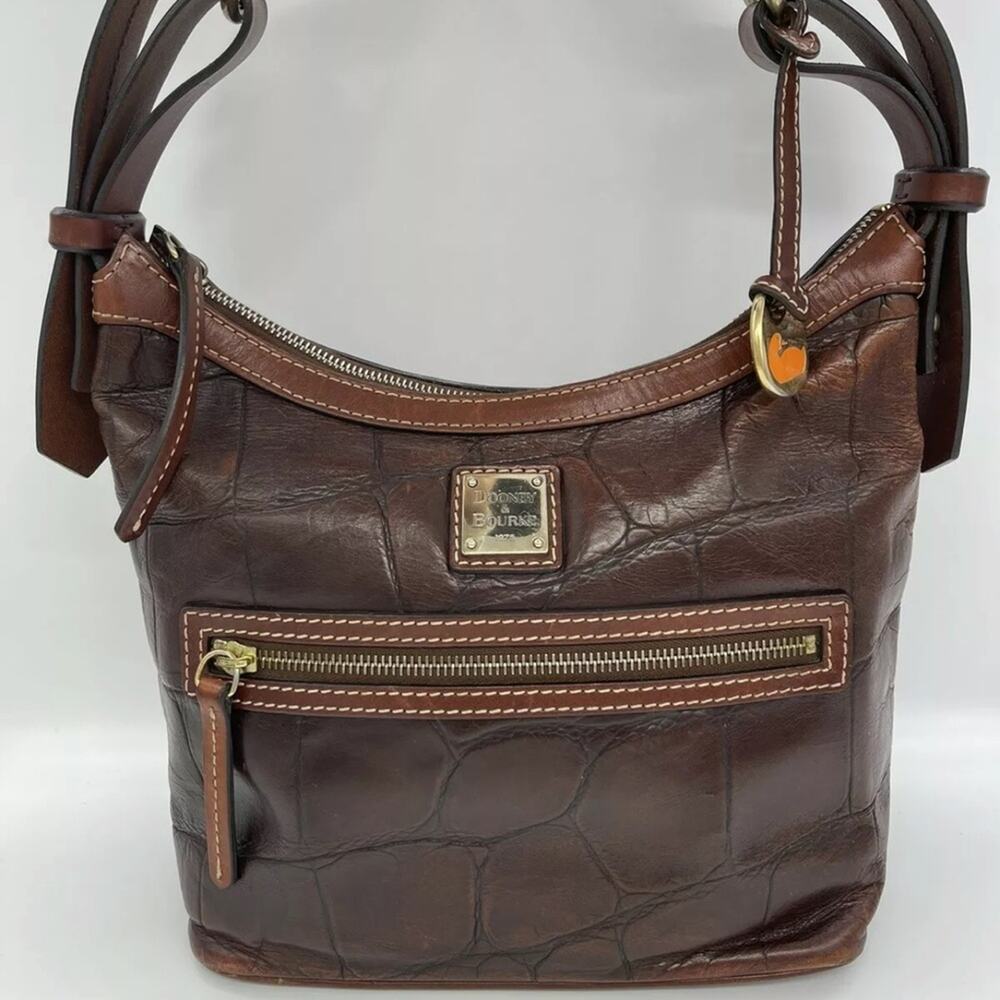 Dooney & Bourke VINTAGE brown embossed gator/ croc distressed leather